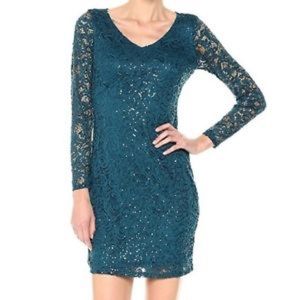 Marina Back Cutout Lace Dress (Teal) NWT